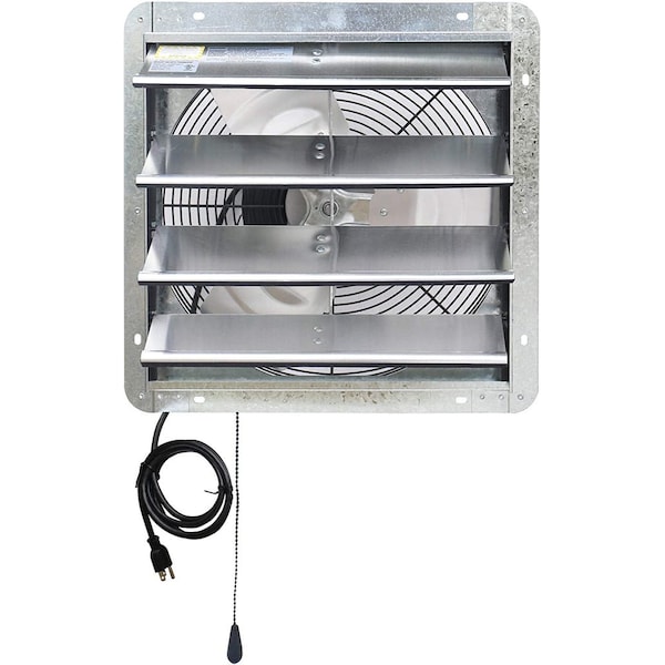 Iliving Silver 16 inch Shutter Exhaust Attic Garage Grow Fan with 3 Speed Thermostat 6 ft. 3 Plugs Cord ILG8SF16V-T - main